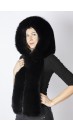 Black fox fur hood-scarf